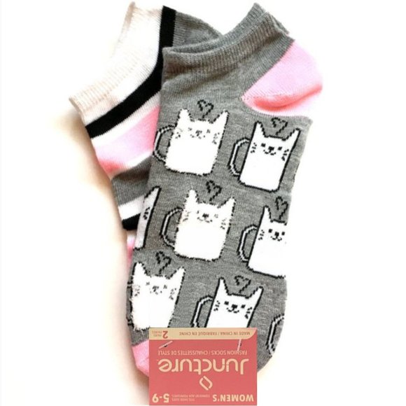 Accessories - *3/$15* Coffee Cats + Striped Socks